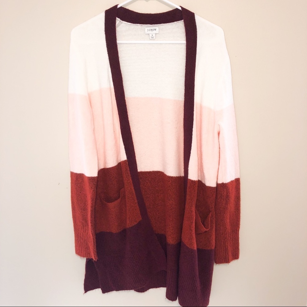 J Crew Factory Color Block Sweater Cardigan